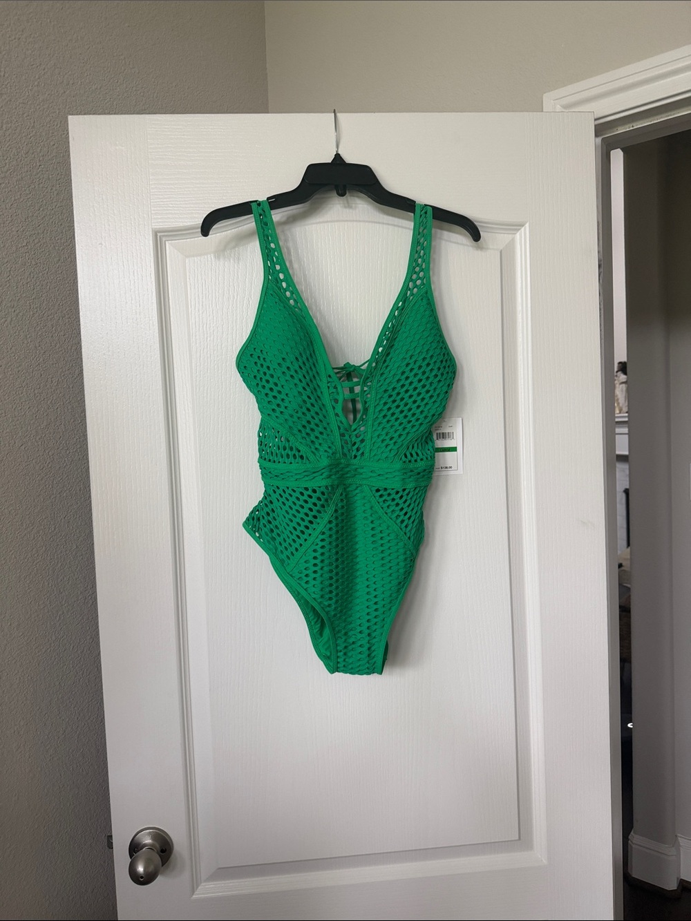 BECCA Green Crochet One-Piece Swimsuit